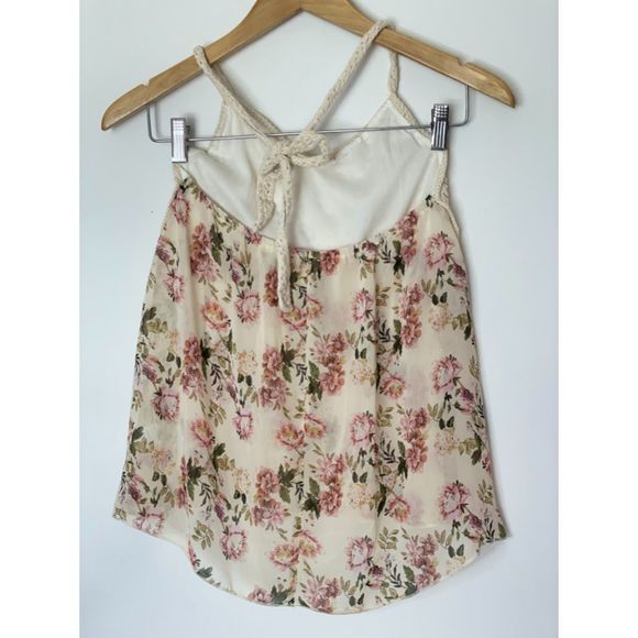 LA Hearts Crochet Floral boho neutral beachy Halter Top Size Small a56 - Picture 2 of 11